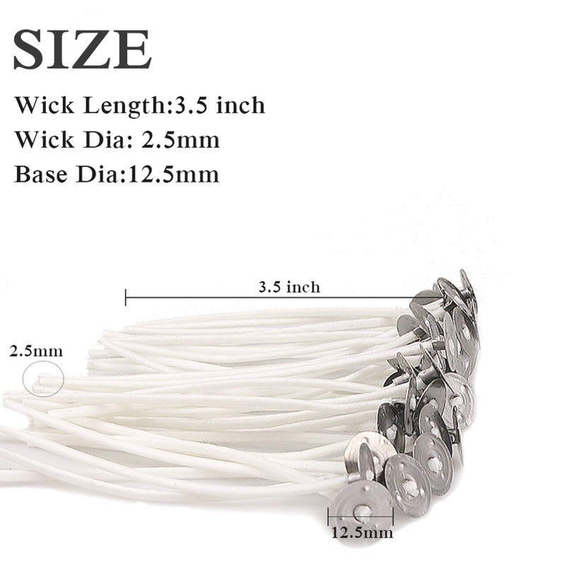 EricX Light 100 Piece Cotton Candle Wick,3.5" Pre-Waxed & Cotton Core,for Candle Making,Candle DIY - Image 2